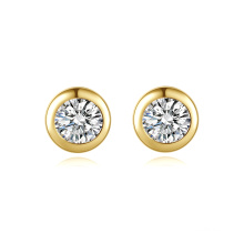 Shining Hoop CZ 14K Real Gold Plated 925 Silver Earring for Women